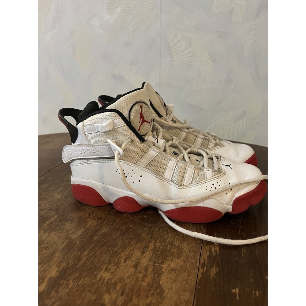 Nike Air Jordan 6 Rings Size 4.5Y 323419-160 White University Red Blk Basketball - Picture 1 of 8